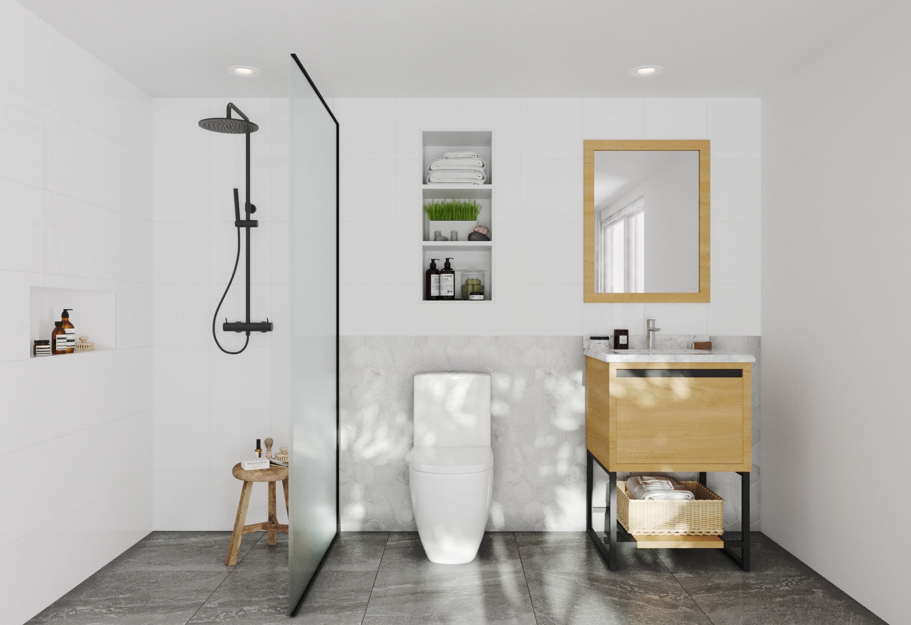 Laviva - Alto 24" California White Oak Bathroom Vanity with White Carrara Marble Countertop | 313SMR-24CO-WC