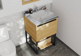 Laviva - Alto 24" California White Oak Bathroom Vanity with White Stripes Marble Countertop | 313SMR-24CO-WS