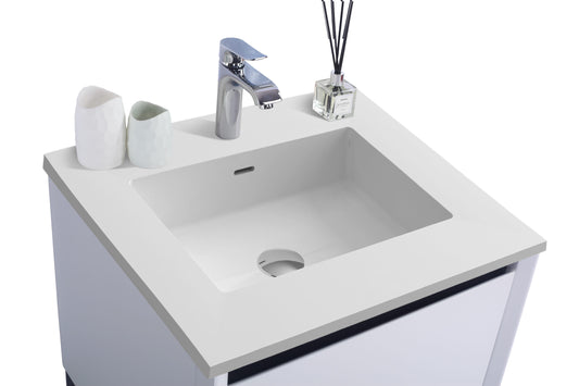 Laviva - Alto 24" White Bathroom Vanity with Matte White VIVA Stone Solid Surface Countertop | 313SMR-24W-MW