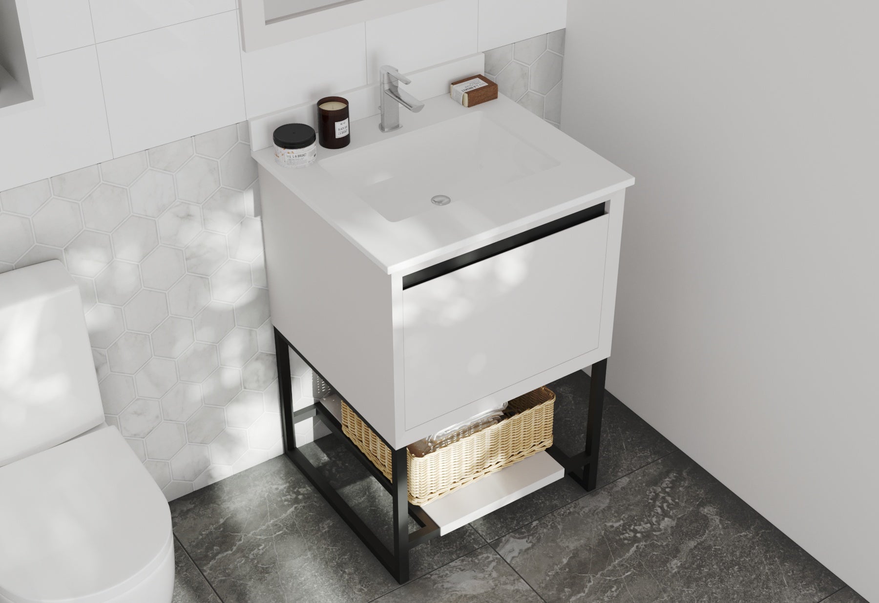 Laviva - Alto 24" White Bathroom Vanity with White Quartz Countertop | 313SMR-24W-WQ