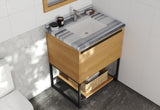 Laviva - Alto 30" California White Oak Bathroom Vanity with White Stripes Marble Countertop | 313SMR-30CO-WS