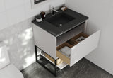 Laviva - Alto 30" White Bathroom Vanity with Matte Black VIVA Stone Solid Surface Countertop | 313SMR-30W-MB