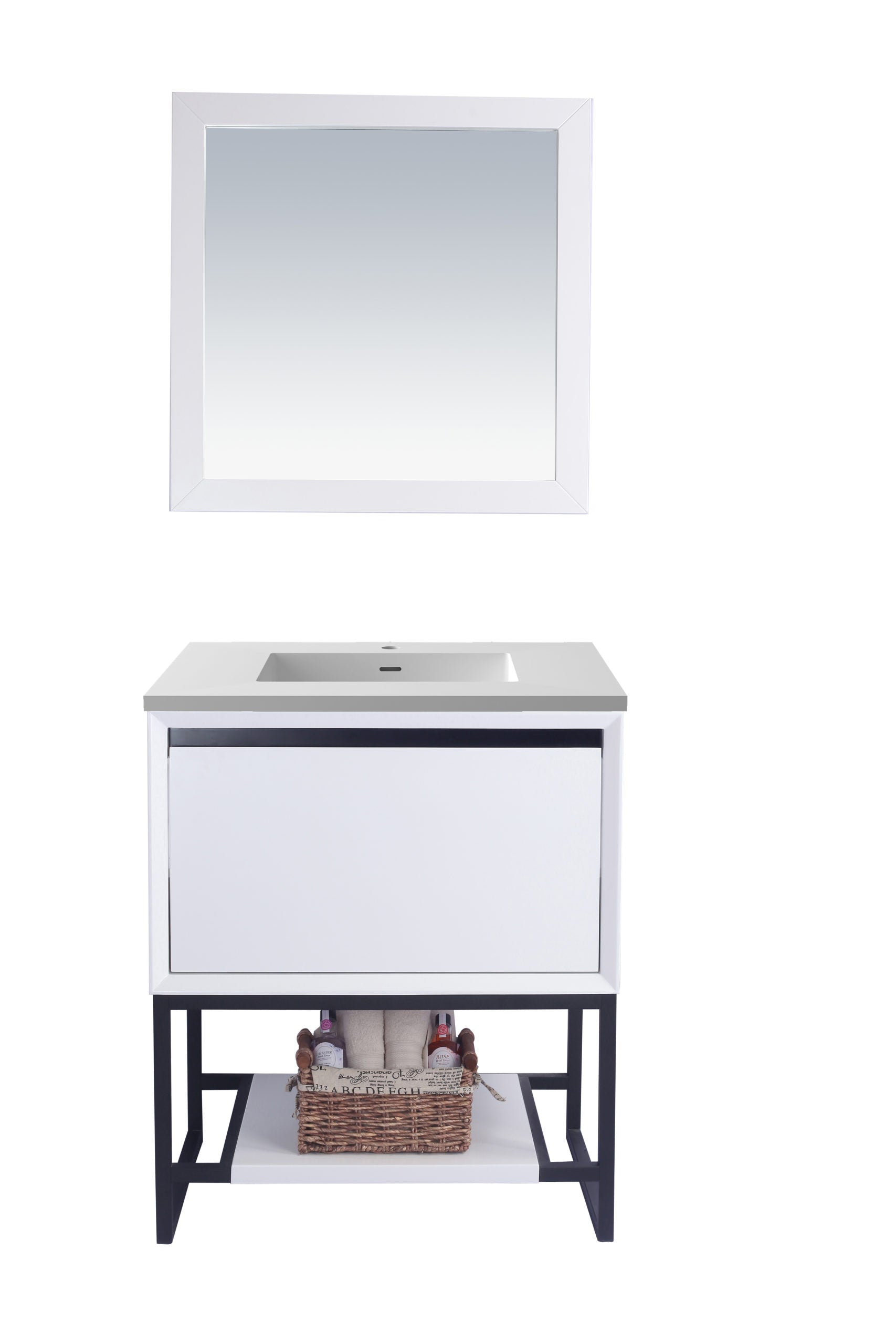 Laviva - Alto 30" White Bathroom Vanity with Matte White VIVA Stone Solid Surface Countertop | 313SMR-30W-MW