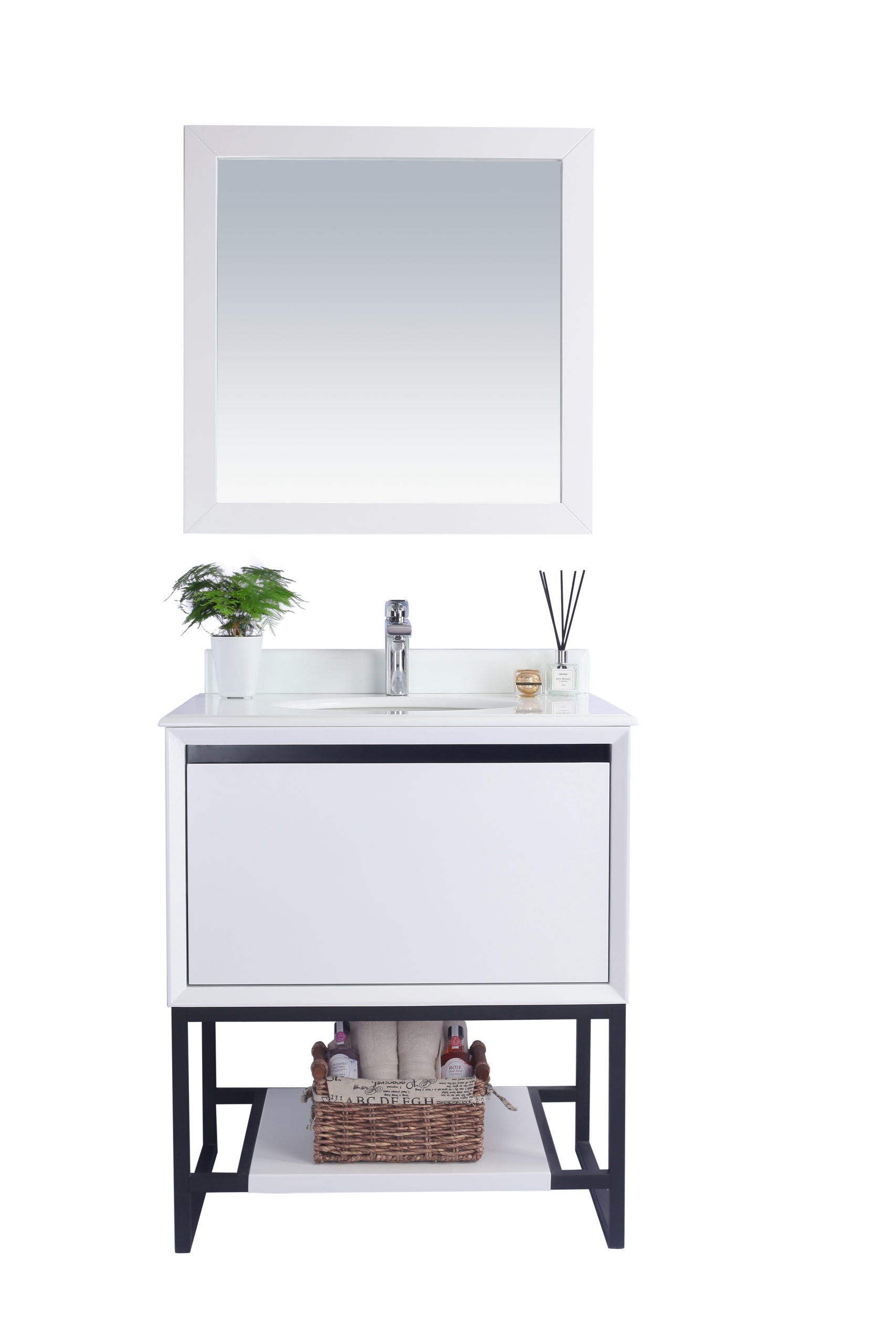 Laviva - Alto 30" White Bathroom Vanity with Pure White Phoenix Stone Countertop | 313SMR-30W-PW