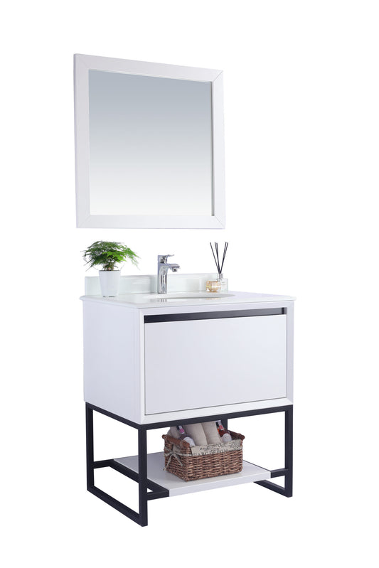 Laviva - Alto 30" White Bathroom Vanity with Pure White Phoenix Stone Countertop | 313SMR-30W-PW