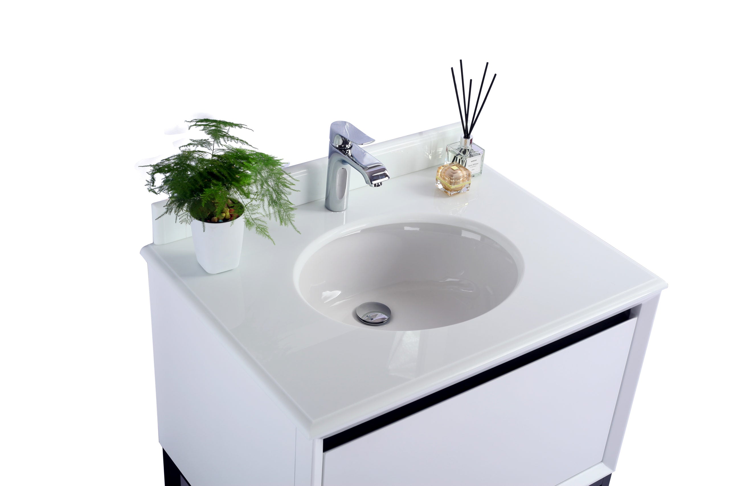 Laviva - Alto 30" White Bathroom Vanity with Pure White Phoenix Stone Countertop | 313SMR-30W-PW