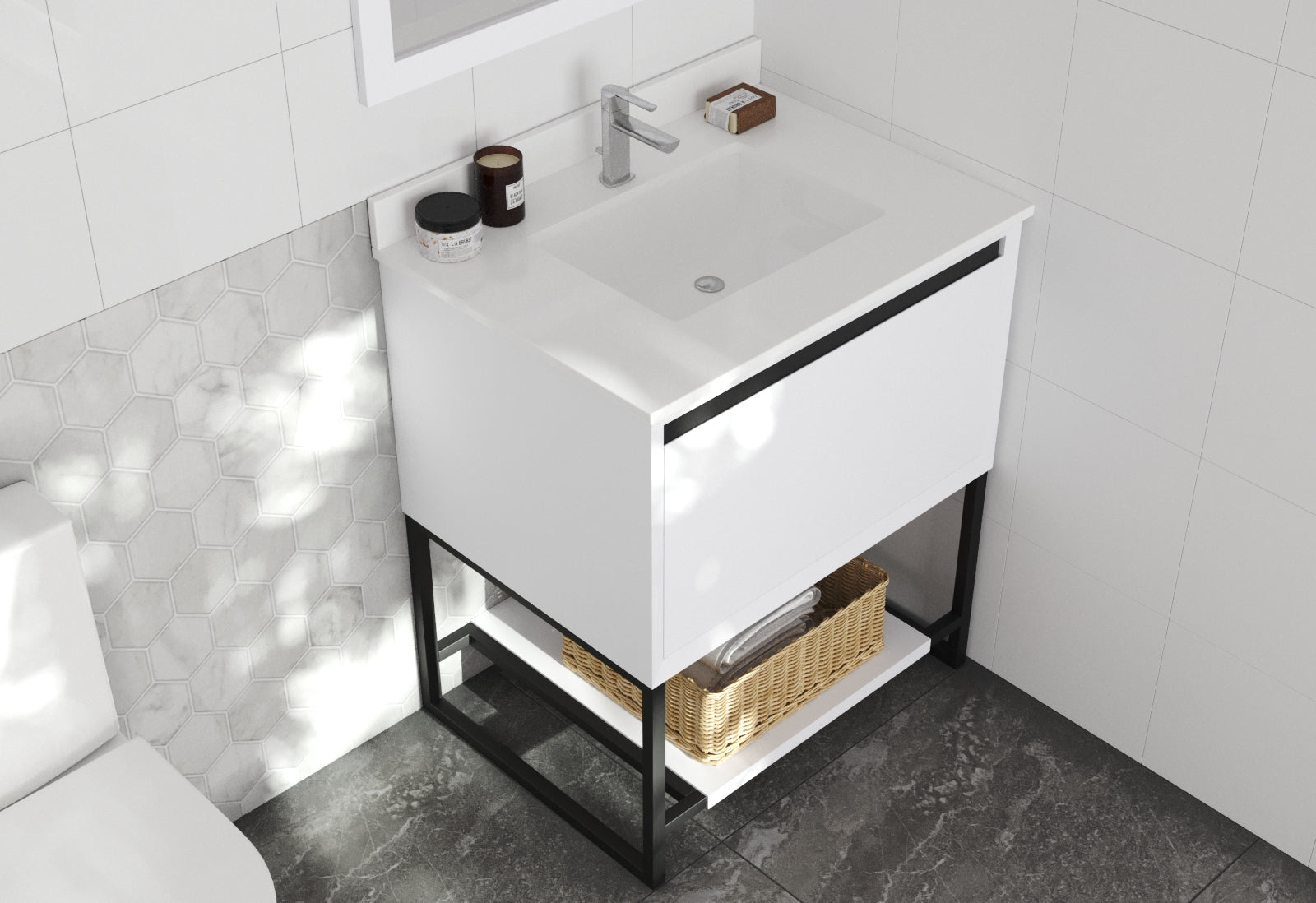 Laviva - Alto 30" White Bathroom Vanity with White Quartz Countertop | 313SMR-30W-WQ