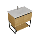 Laviva - Alto 36" California White Oak Bathroom Vanity with Matte White VIVA Stone Solid Surface Countertop | 313SMR-36CO-MW