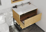Laviva - Alto 36" California White Oak Bathroom Vanity with Matte White VIVA Stone Solid Surface Countertop | 313SMR-36CO-MW