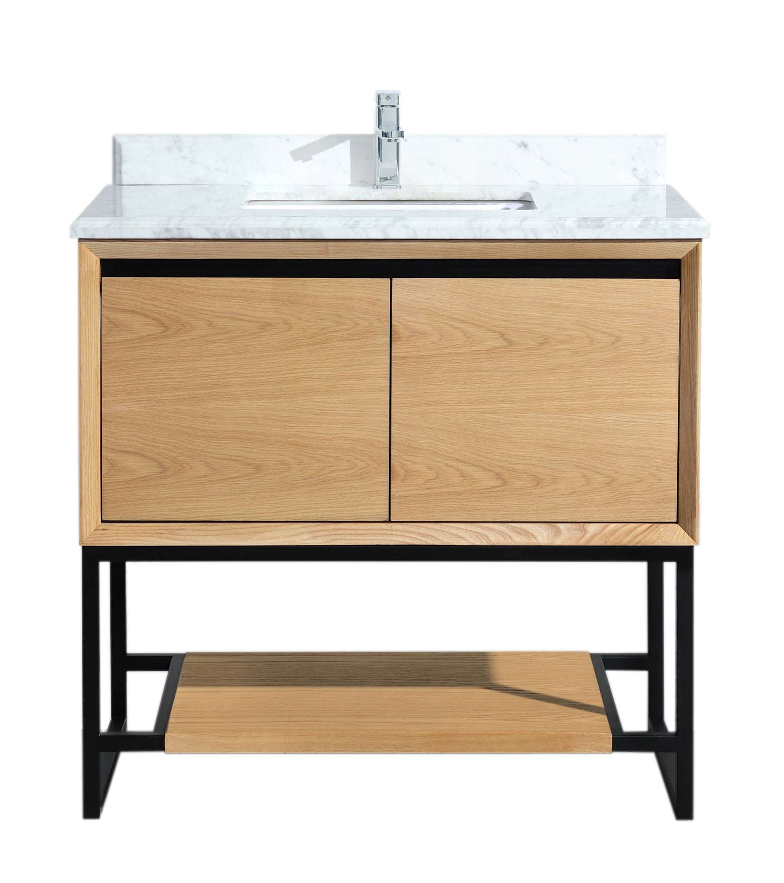 Laviva - Alto 36" California White Oak Bathroom Vanity with White Carrara Marble Countertop | 313SMR-36CO-WC