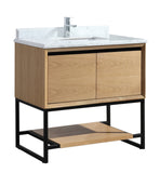 Laviva - Alto 36" California White Oak Bathroom Vanity with White Carrara Marble Countertop | 313SMR-36CO-WC