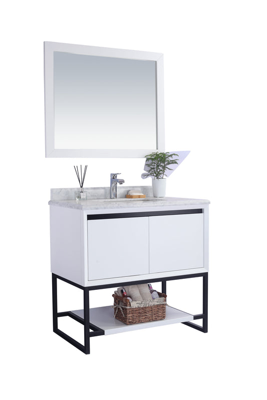 Laviva - Alto 36" White Bathroom Vanity with White Carrara Marble Countertop | 313SMR-36W-WC