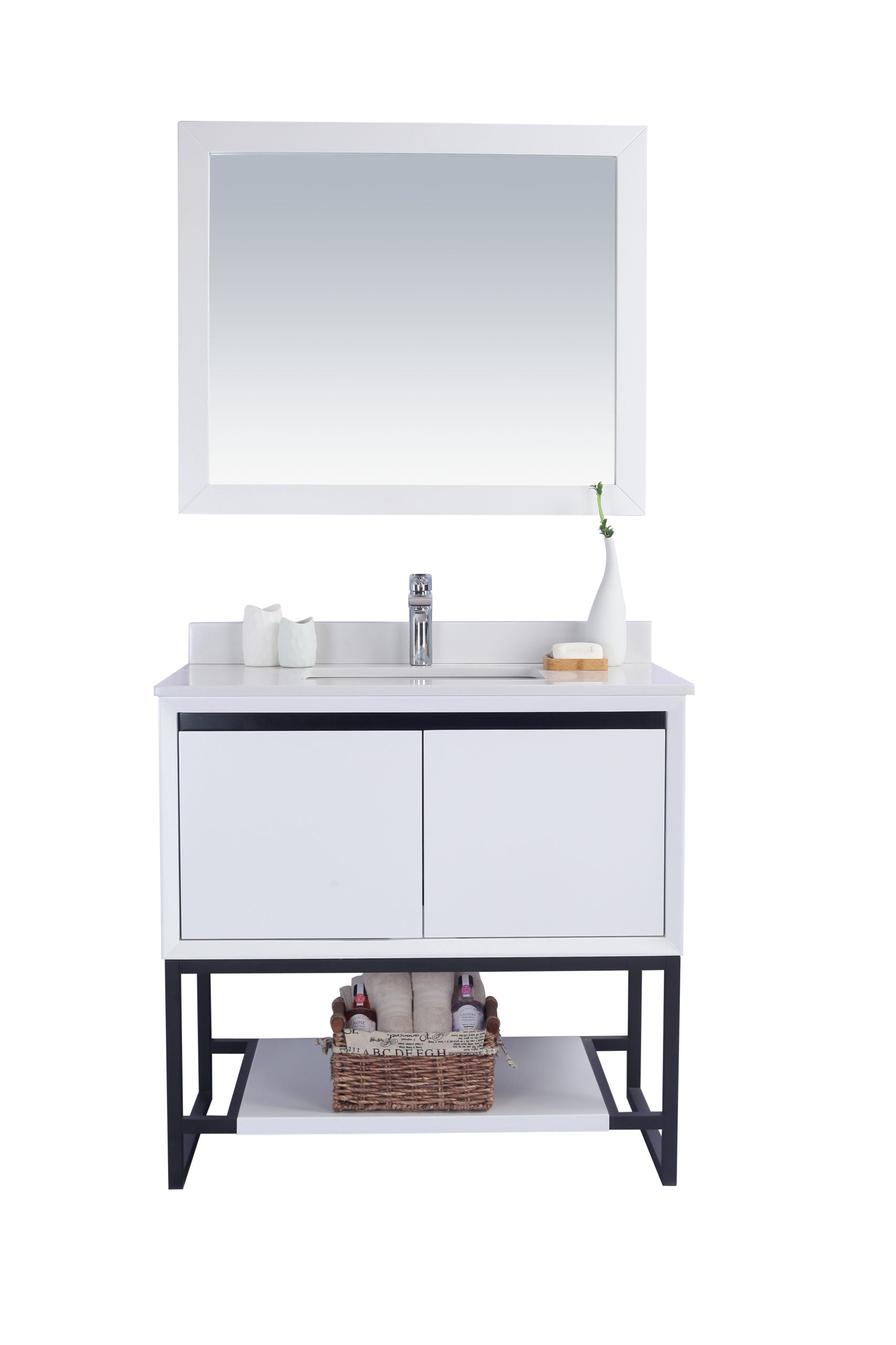 Laviva - Alto 36" White Bathroom Vanity with White Quartz Countertop | 313SMR-36W-WQ