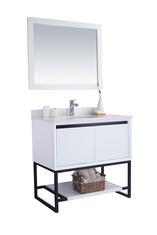 Laviva - Alto 36" White Bathroom Vanity with White Quartz Countertop | 313SMR-36W-WQ