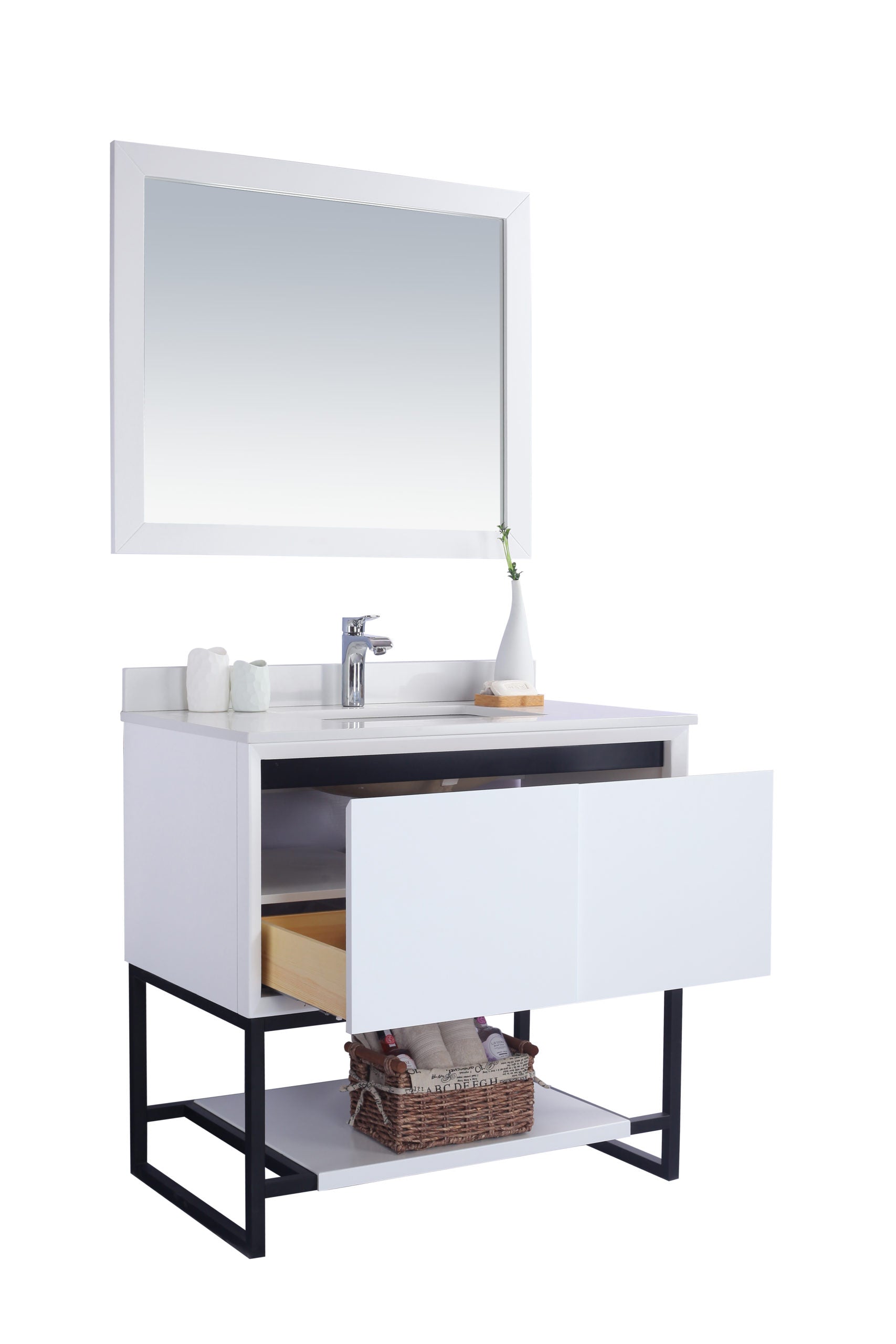 Laviva - Alto 36" White Bathroom Vanity with White Quartz Countertop | 313SMR-36W-WQ