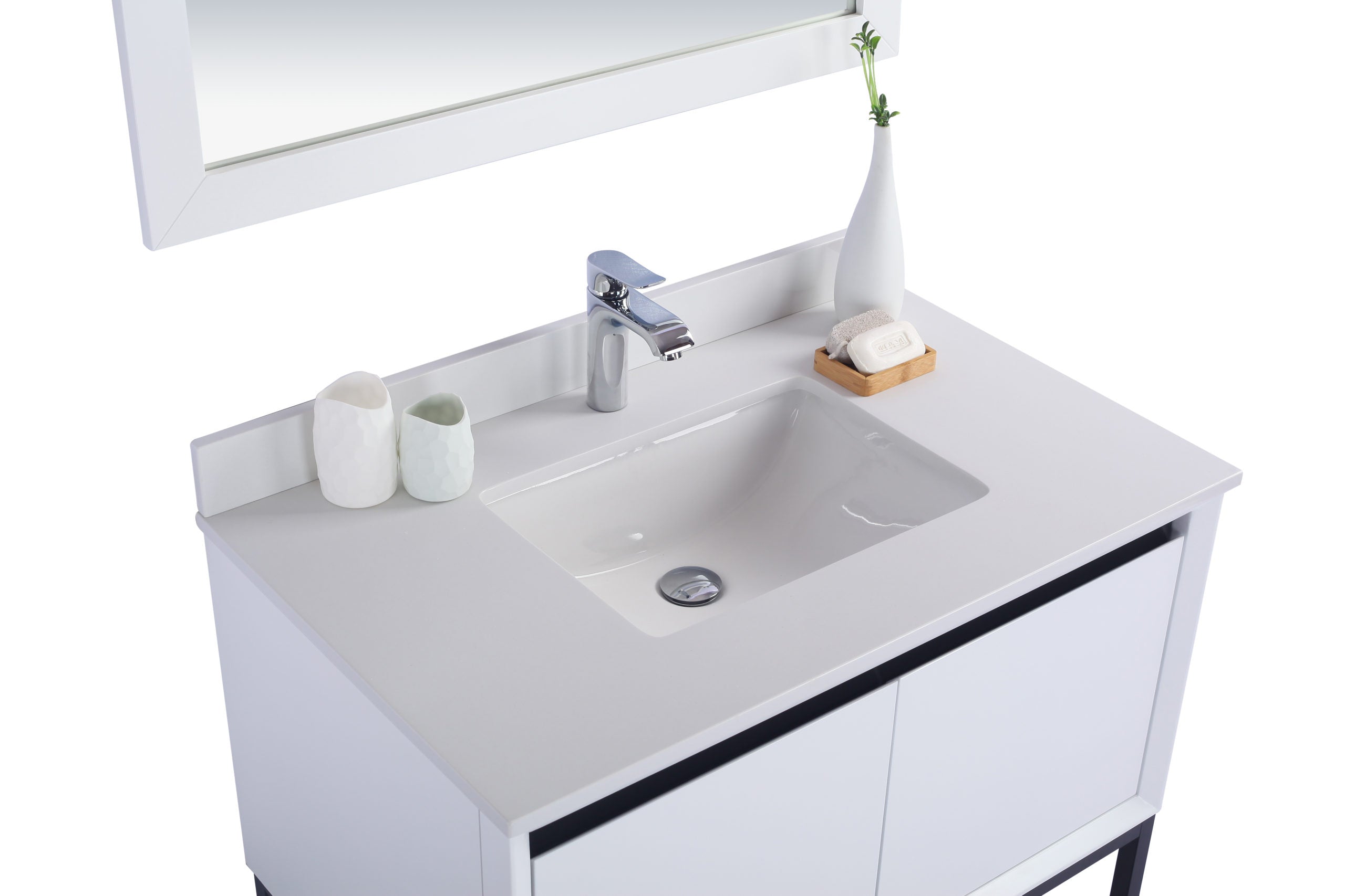 Laviva - Alto 36" White Bathroom Vanity with White Quartz Countertop | 313SMR-36W-WQ