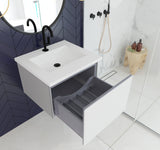 Laviva - Vitri 24" Cloud White Bathroom Vanity with VIVA Stone Matte White Solid Surface Countertop | 313VTR-24CW-MW