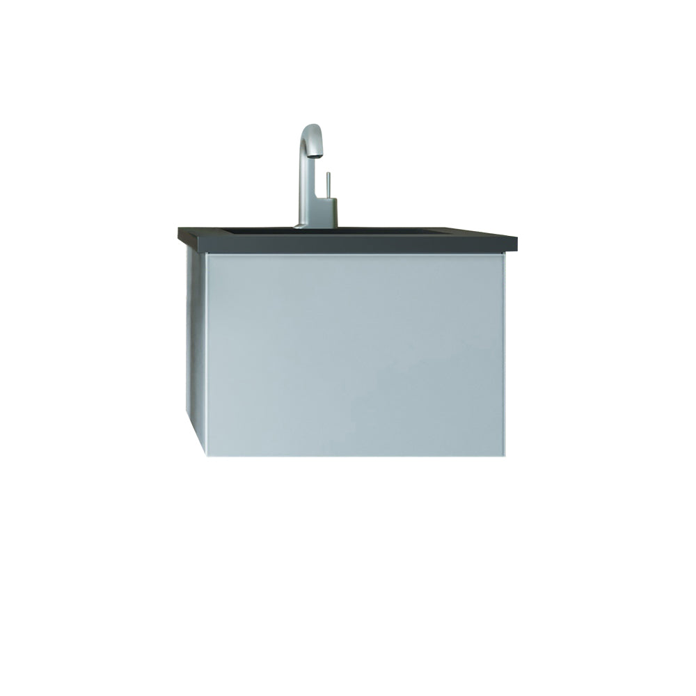 Laviva - Vitri 24" Fossil Grey Bathroom Vanity with VIVA Stone Matte Black Solid Surface Countertop | 313VTR-24FG-MB