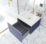 Laviva - Vitri 24" Nautical Blue Bathroom Vanity with VIVA Stone Matte White Solid Surface Countertop | 313VTR-24NB-MW