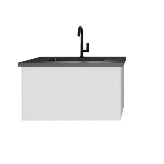 Laviva - Vitri 30" Cloud White Bathroom Vanity with VIVA Stone Matte Black Solid Surface Countertop | 313VTR-30CW-MB