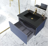 Laviva - Vitri 30" Nautical Blue Bathroom Vanity with VIVA Stone Matte Black Solid Surface Countertop | 313VTR-30NB-MB