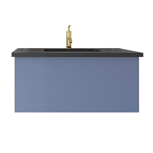 Laviva - Vitri 36" Nautical Blue Bathroom Vanity with VIVA Stone Matte Black Solid Surface Countertop | 313VTR-36NB-MB