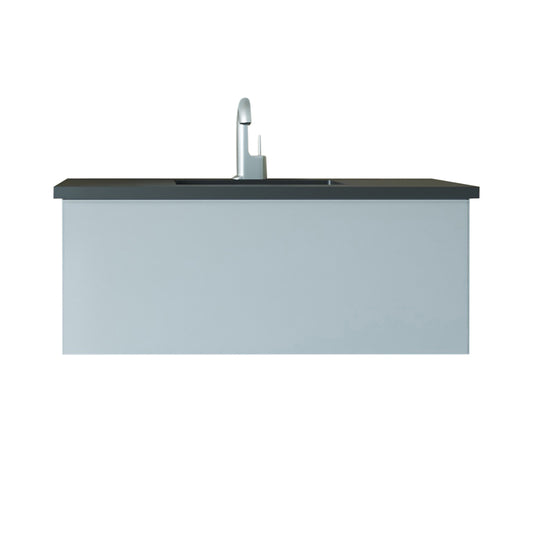 Laviva - Vitri 42" Fossil Grey Bathroom Vanity with VIVA Stone Matte Black Solid Surface Countertop | 313VTR-42FG-MB