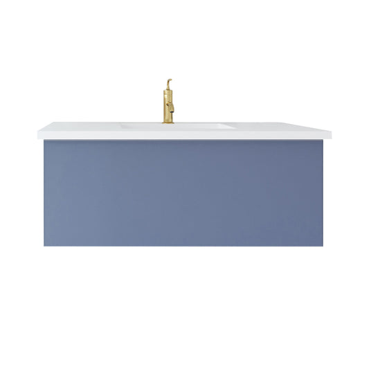 Laviva - Vitri 42" Nautical Blue Bathroom Vanity with VIVA Stone Matte White Solid Surface Countertop | 313VTR-42NB-MW