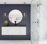 Laviva - Vitri 48" Cloud White Bathroom Vanity with VIVA Stone Matte Black Solid Surface Countertop | 313VTR-48CW-MB