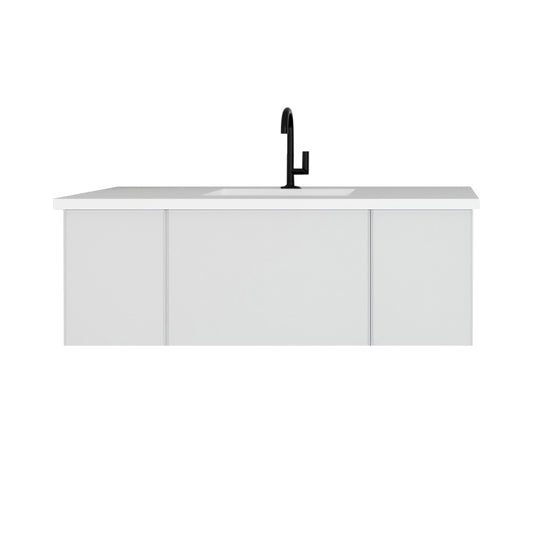 Laviva - Vitri 48" Cloud White Bathroom Vanity with VIVA Stone Matte White Solid Surface Countertop | 313VTR-48CW-MW