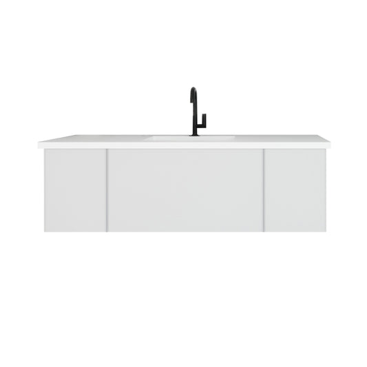 Laviva - Vitri 54" Cloud White Bathroom Vanity with VIVA Stone Matte White Solid Surface Countertop | 313VTR-54CW-MW