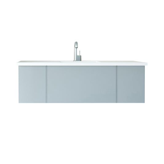 Laviva - Vitri 54" Fossil Grey Bathroom Vanity with VIVA Stone Matte White Solid Surface Countertop | 313VTR-54FG-MW