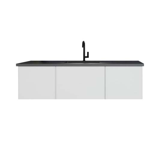 Laviva - Vitri 60" Cloud White Single Sink Bathroom Vanity with VIVA Stone Matte Black Solid Surface Countertop | 313VTR-60CCW-MB