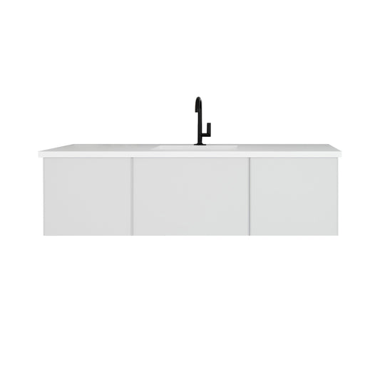 Laviva - Vitri 60" Cloud White Single Sink Bathroom Vanity with VIVA Stone Matte White Solid Surface Countertop | 313VTR-60CCW-MW
