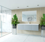 Laviva - Vitri 60" Fossil Grey Single Sink Bathroom Vanity with VIVA Stone Matte White Solid Surface Countertop | 313VTR-60CFG-MW