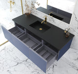 Laviva - Vitri 60" Nautical Blue Single Sink Bathroom Vanity with VIVA Stone Matte Black Solid Surface Countertop | 313VTR-60CNB-MB