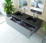 Laviva - Vitri 60" Fossil Grey Double Sink Bathroom Vanity with VIVA Stone Matte Black Solid Surface Countertop | 313VTR-60DFG-MB