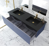 Laviva - Vitri 60" Nautical Blue Double Sink Bathroom Vanity with VIVA Stone Matte Black Solid Surface Countertop | 313VTR-60DNB-MB