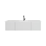 Laviva - Vitri 66" Cloud White Single Sink Bathroom Vanity with VIVA Stone Matte White Solid Surface Countertop | 313VTR-66CW-MW
