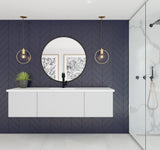 Laviva - Vitri 66" Cloud White Single Sink Bathroom Vanity with VIVA Stone Matte White Solid Surface Countertop | 313VTR-66CW-MW