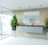 Laviva - Vitri 66" Fossil Grey Single Sink Bathroom Vanity with VIVA Stone Matte Black Solid Surface Countertop | 313VTR-66FG-MB
