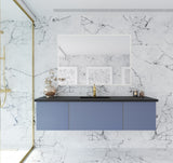 Laviva - Vitri 66" Nautical Blue Single Sink Bathroom Vanity with VIVA Stone Matte Black Solid Surface Countertop | 313VTR-66NB-MB