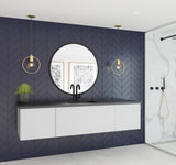 Laviva - Vitri 72" Cloud White Single Sink Bathroom Vanity with VIVA Stone Matte Black Solid Surface Countertop | 313VTR-72CCW-MB