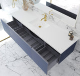 Laviva - Vitri 72" Nautical Blue Single Sink Bathroom Vanity with VIVA Stone Matte White Solid Surface Countertop | 313VTR-72CNB-MW
