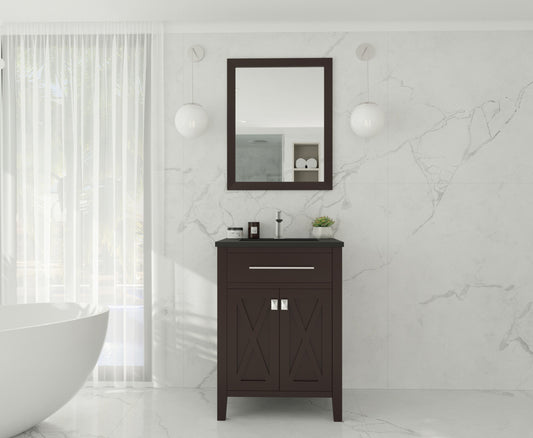 Laviva - Wimbledon 24" Brown Bathroom Vanity with Matte Black VIVA Stone Solid Surface Countertop | 313YG319-24B-MB