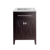 Laviva - Wimbledon 24" Brown Bathroom Vanity with Matte White VIVA Stone Solid Surface Countertop | 313YG319-24B-MW