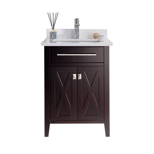 Laviva - Wimbledon 24" Brown Bathroom Vanity with White Quartz Countertop | 313YG319-24B-WQ