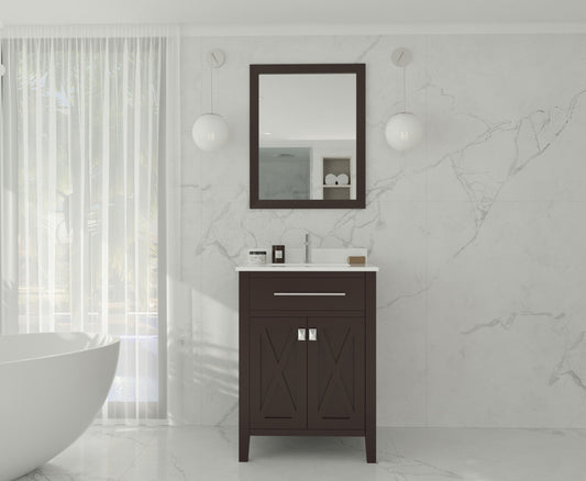 Laviva - Wimbledon 24" Brown Bathroom Vanity with White Quartz Countertop | 313YG319-24B-WQ