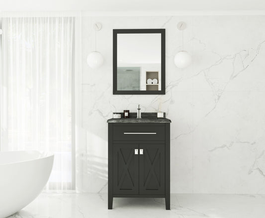 Laviva - Wimbledon 24" Espresso Bathroom Vanity with Black Wood Marble Countertop | 313YG319-24E-BW