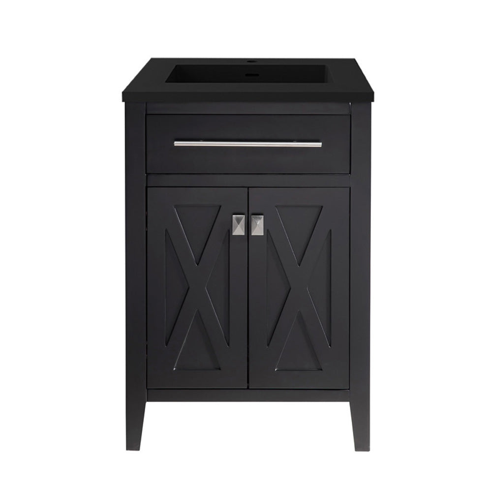 Laviva - Wimbledon 24" Espresso Bathroom Vanity with Matte Black VIVA Stone Solid Surface Countertop | 313YG319-24E-MB